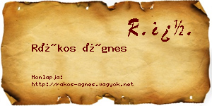 Rákos Ágnes névjegykártya